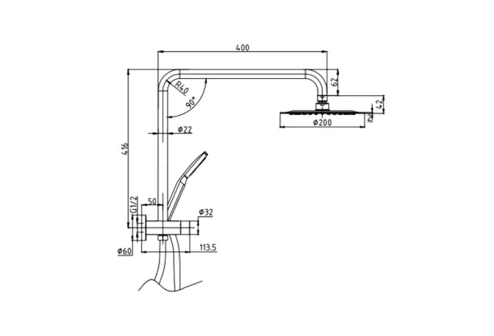 Pavia Compact Twin Shower with 200mm Round Head