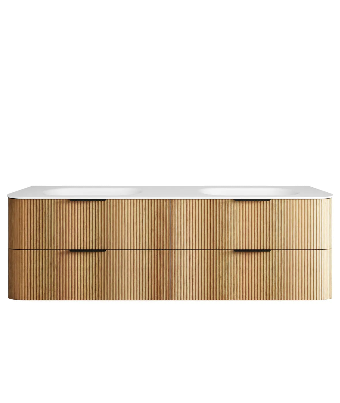 Havana Fluted 1800mm Woodland Oak Wall Hung Curve Vanity