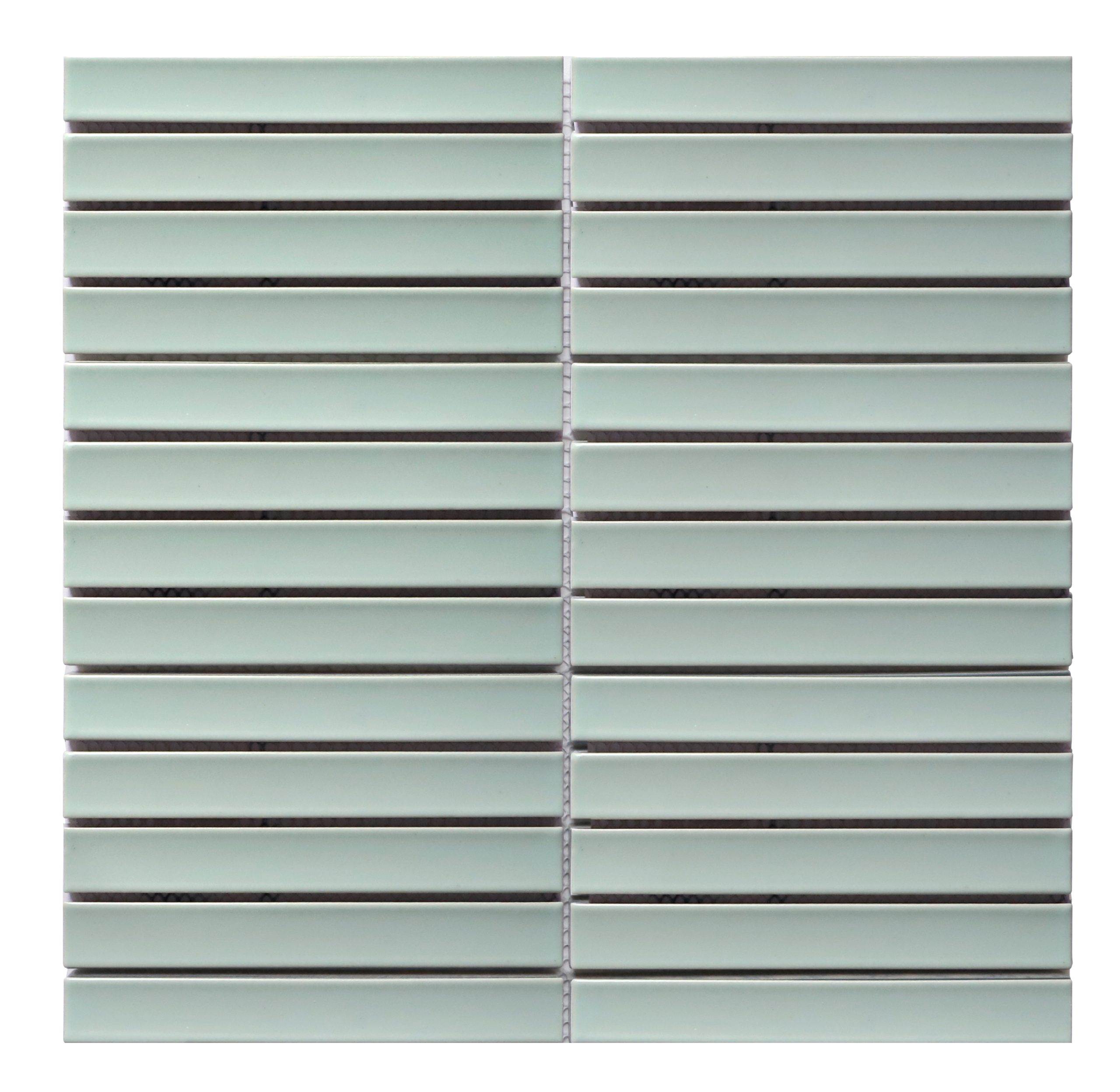 Rakeen Concave Mosaic Plain Mint Matt Sheet Size - 299x296mm Chip Size - 20x145mm