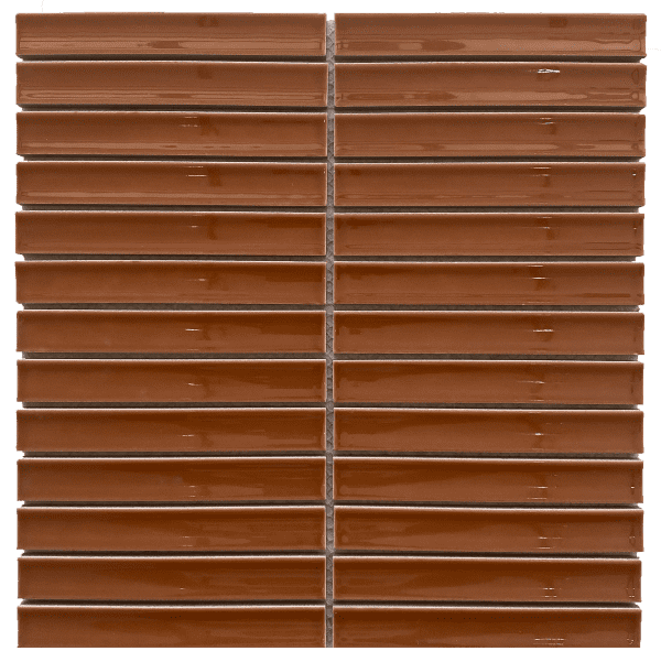 Rakeen Concave Mosaic Terracotta Gloss Sheet Size - 299x296mm Chip Size - 20x145mm