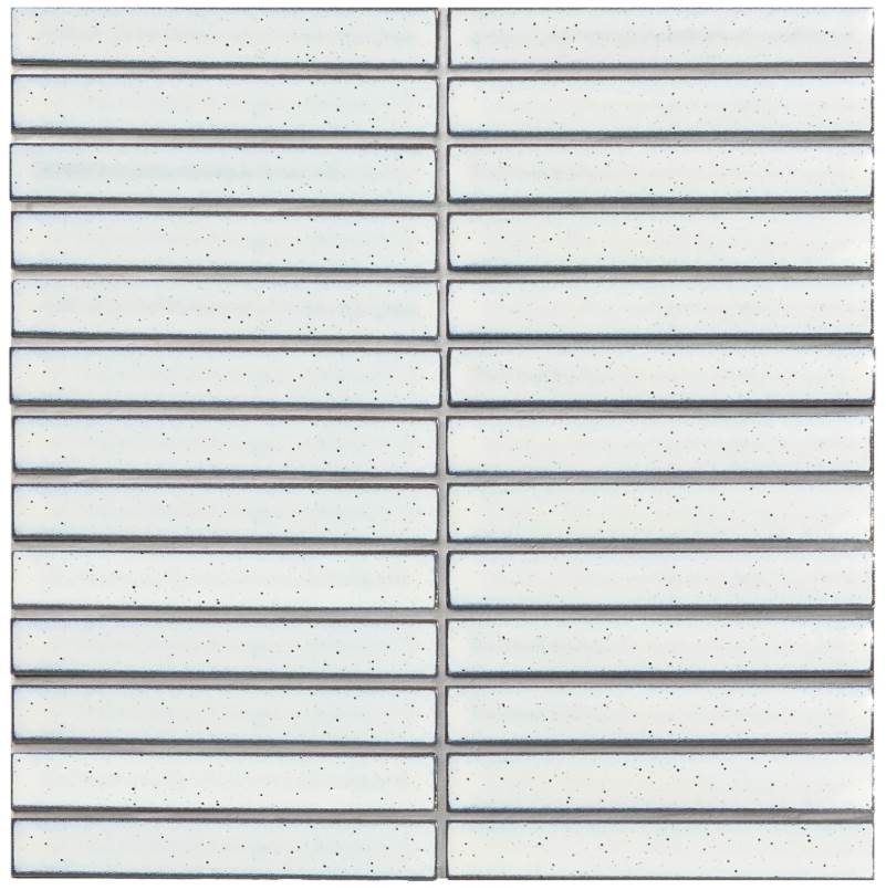 | Rakeen Concave Mosaic | Speckle White Gloss Sheet Size - 293x296mm Chip Size - 20x145mm