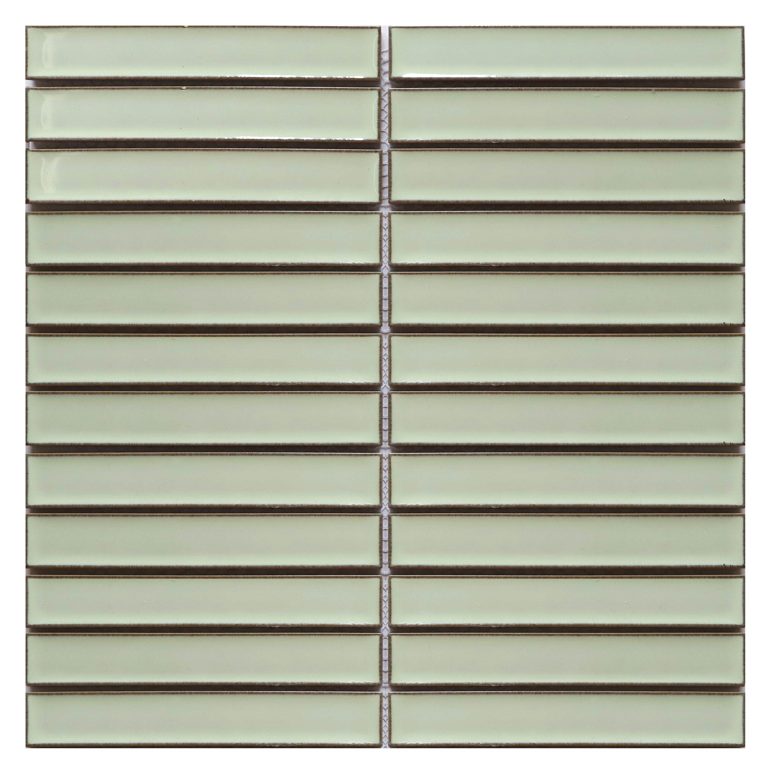 | Rakeen Concave Mosaic | Olive Gloss Sheet Size - 299x296mm Chip Size - 20x145mm