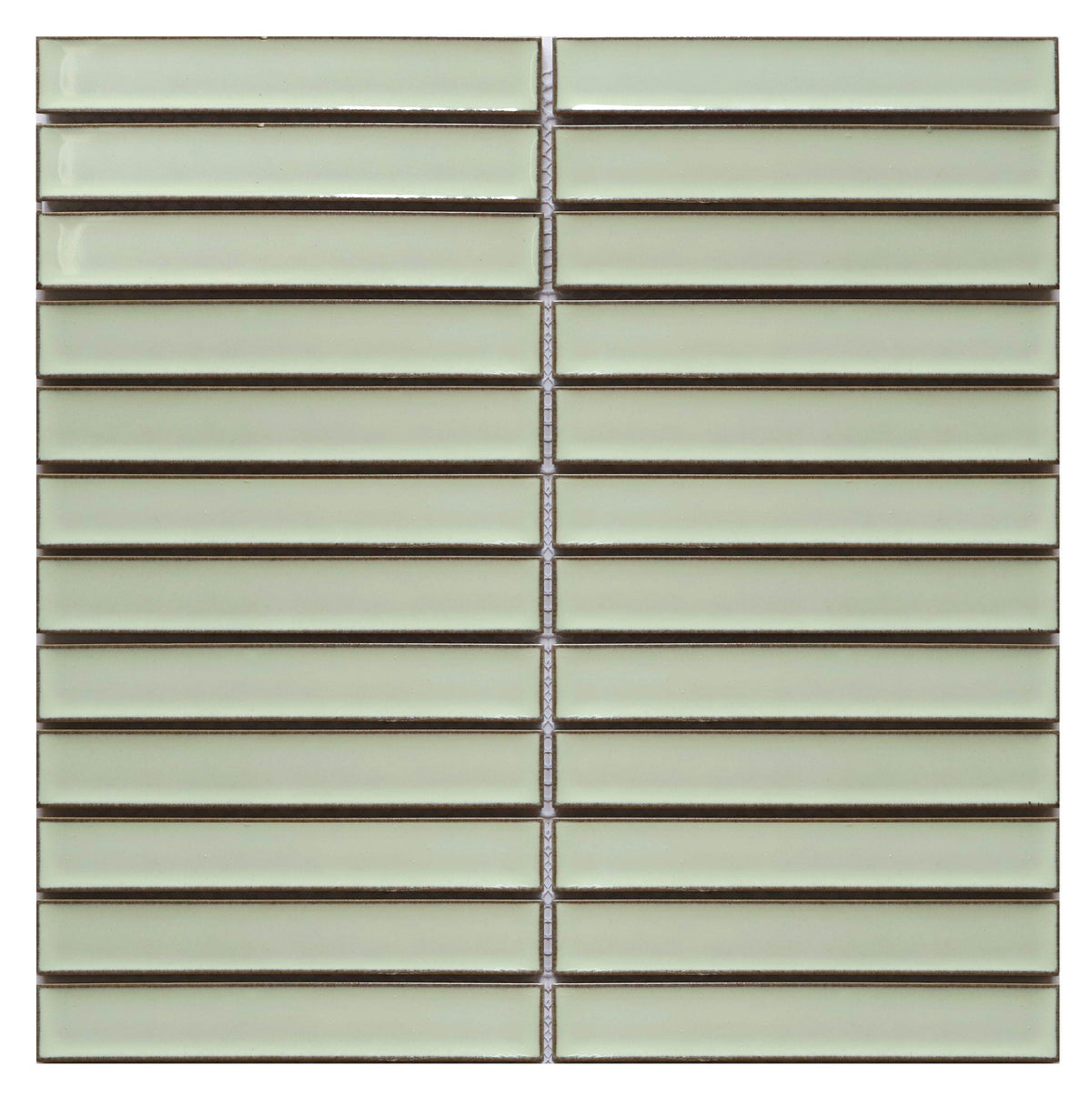 | Rakeen Concave Mosaic | Olive Gloss Sheet Size - 299x296mm Chip Size - 20x145mm