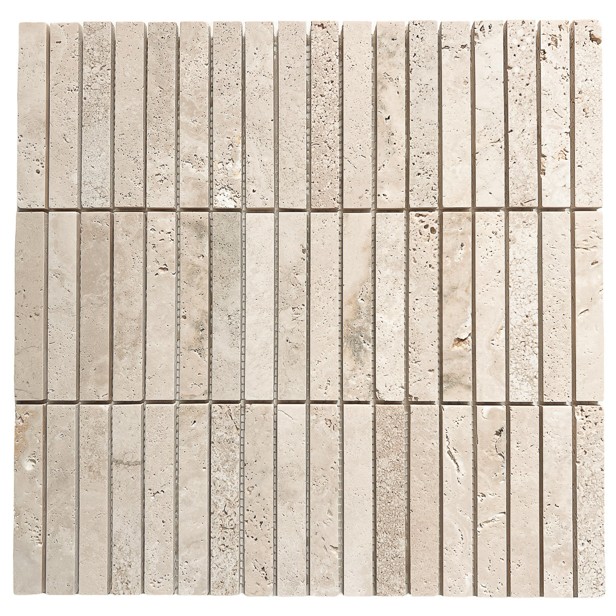 Roman Travertine Stack Finger Mosaic Honed 15x98 Sheet 298x305x7