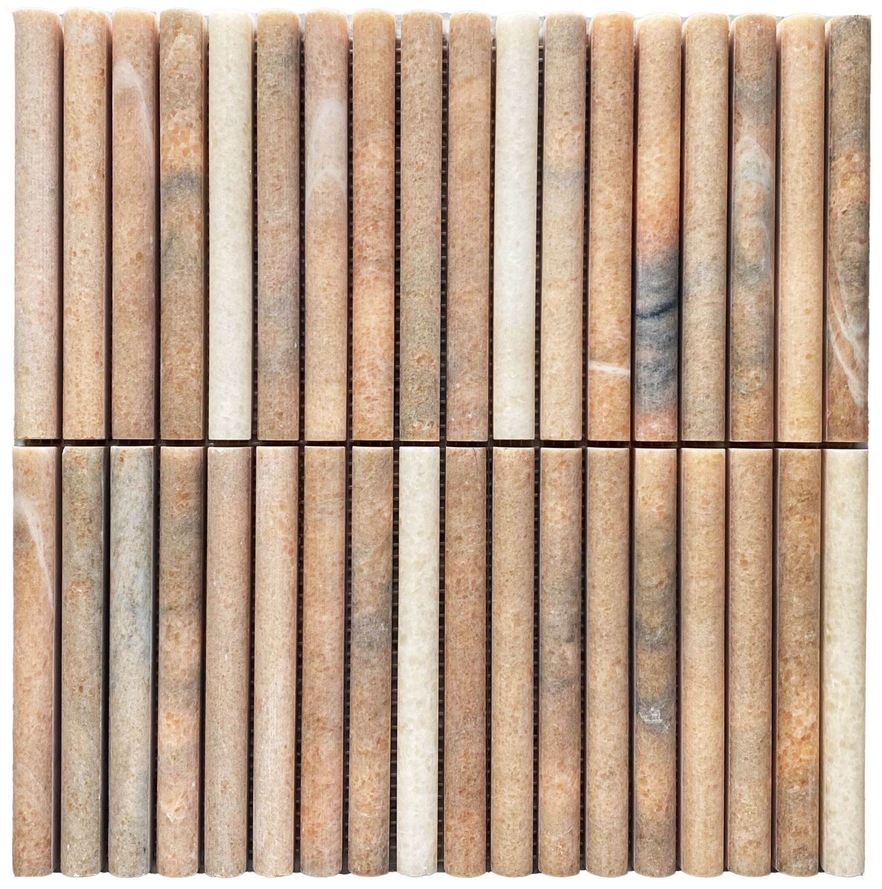 Rosa Portagallo Flute Mini Bamboo Honed 15x151x17 Sheet 305x305