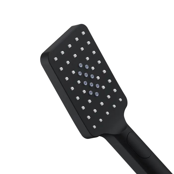 Taran 200mm Matte Black Twin Shower On Rail Bottom Inlet Square