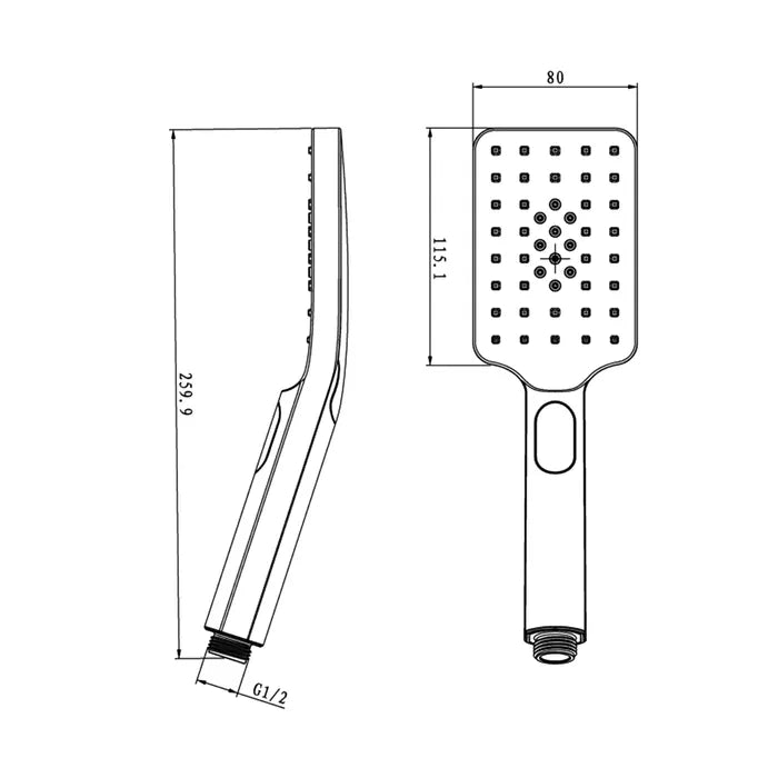 Taran 250mm Gun Metal Twin Shower On Rail Top Inlet Square