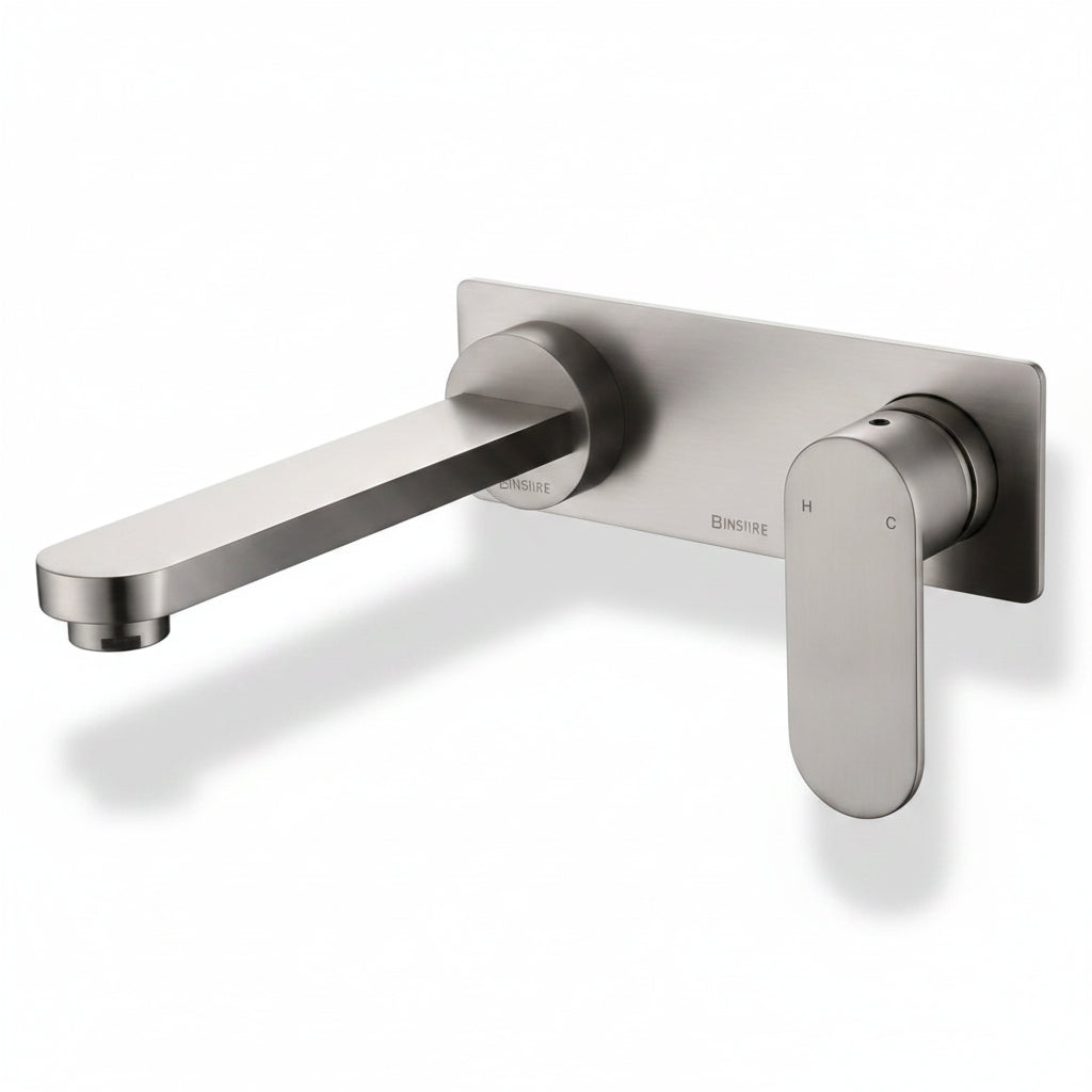 Wall Basin Mixer Brushed Nickel in Sydney | Premium Bathroom Tapware by TWC