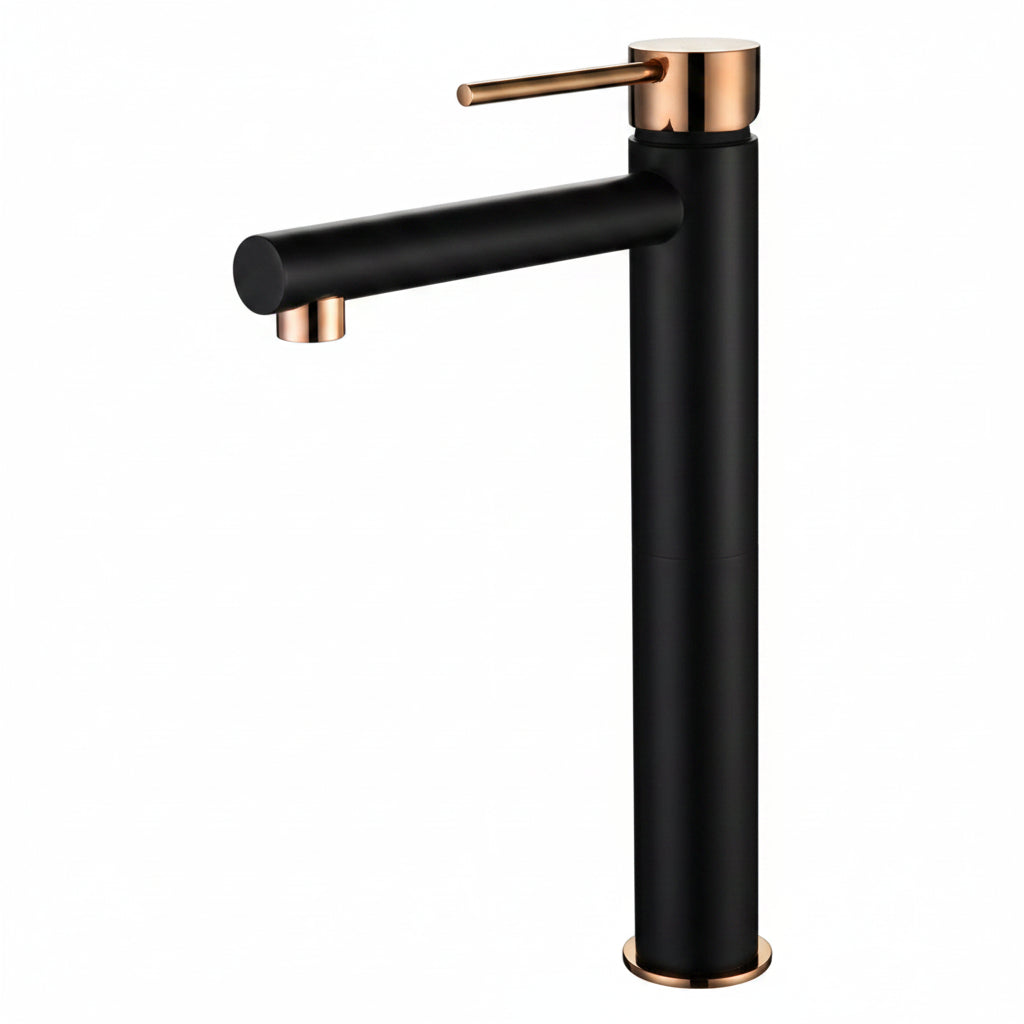 Roul Tall Basin Mixer Matte Black & Rose Gold