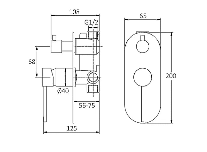 Roul Diverter Shower Mixer Gun Metal