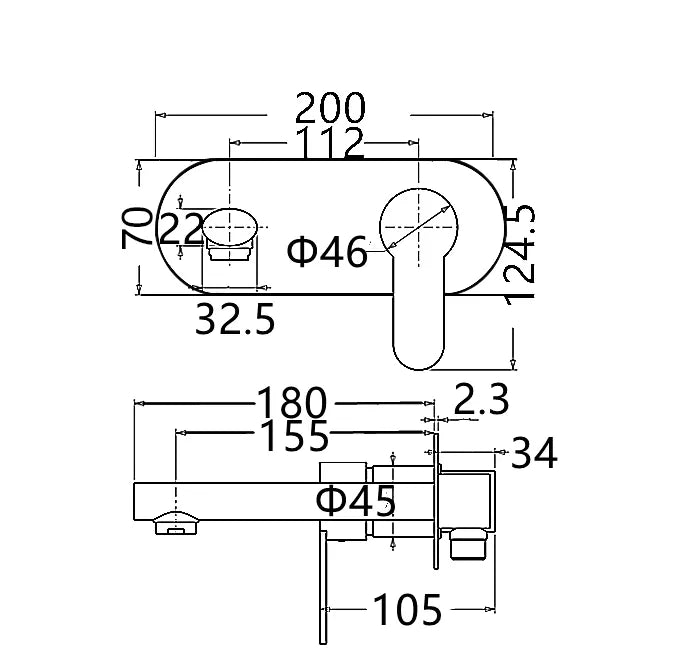 Vogh Wall Basin Mixer Chrome