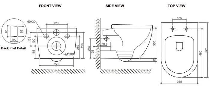 Voghera Rimless Wall Hung Pan STD Seat