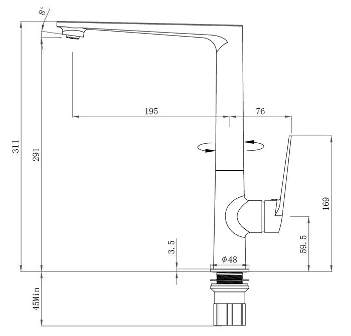 Zevio Kitchen Sink Mixer